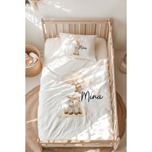 Lilabio %100 Pamuk Isme Özel Isimli Montessori Yatak Nevresim Takımı (100X200 Cm) Kuzu