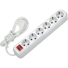 İNWATT 6'lı Ara Kablo Anahtarlı Topraklı Grup Priz (5 Metre)