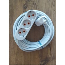 İNWATT Ttr 20 Metre Çok Telli Beyaz Renk Izolasyonlu Topraklı Üçlü Grup Priz Seyyar Uzatma Kablosu