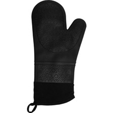 Siyah Silikon Yanmaz Yapışmaz Isı Yalıtımlı 35 cm Mutfak Fırın Eldiveni