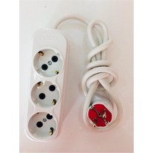 İNWATT 2 Metre Kablolu Topraklı Üçlü 3 Lü Grup Priz Seyyar Uzatma Ara Kablosu