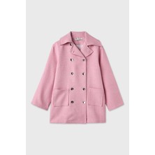 Merve Gültekin Kruvaze Tüvit Ceket Pembe