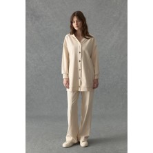 Merve Gültekin Çelik Interlok Çıtçıtlı Takım Krem