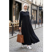 Fermuarlı Taşlı Ferace 71179-01 Lacivert