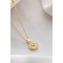 Two Arts Kadın 925 Ayar Gümüş Yuvarlak Güneş Işığı Zirkon Kolye | Hediye Kutusunda