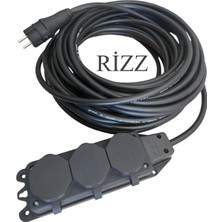 İNWATT 25 Metre 3'lü Grup Priz 3x2,5 mm Cca Ttr Siyah Renk Topraklı Kauçuk Seyyar Elektrik Kablosu