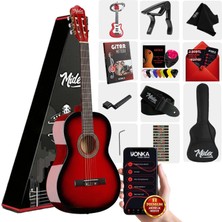 Midex CG-270RD Kırmızı Renk Klasik Gitar 4/4 Yetişkin Boy Sap Ayarlı Full Set