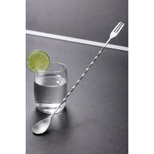 Binbirreyon Burgulu Kokteyl Karıştırma Kaşığı Çatallı 32CM Paslanmaz Çelik RA800