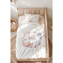 Lilabio %100 Pamuk Isme Özel Isimli Montessori Yatak Nevresim Takımı (100X200 Cm) Deniz Kabuğu
