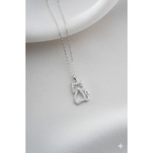 Two Arts Kadın 925 Ayar Gümüş Zirkon Taşlı Kedi Kolye | 925 Gümüş