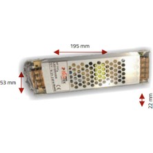 LUXURY,12V 16,5A Ultra Slim Kasa Metal Adaptör, LED Trafosu