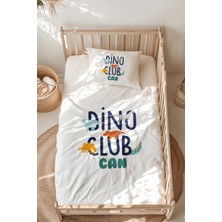 Lilabio %100 Pamuk Isme Özel Isimli Montessori Yatak Nevresim Takımı (100X200 Cm) Dinozor Klübü