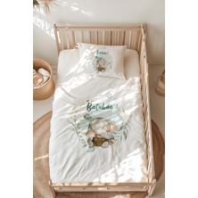 Lilabio %100 Pamuk Isme Özel Isimli Montessori Yatak Nevresim Takımı (100X200 Cm) Küçük Fil
