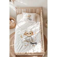 Lilabio %100 Pamuk Isme Özel Isimli Montessori Yatak Nevresim Takımı (100X200 Cm) Kuzu