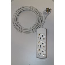 İNWATT 3'lü Beyaz Topraklı Grup Priz - 7 Mt. Ara Kablo