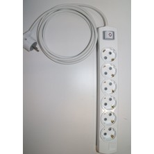 İNWATT Beyaz Anahtarlı Topraklı Çocuk Korumalı Grup Priz Ara Kablo 6'lı 2 Mt.