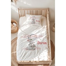 Lilabio %100 Pamuk Isme Özel Isimli Montessori Yatak Nevresim Takımı (100X200 Cm) Tavşan