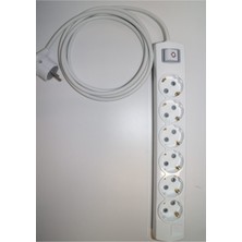 İNWATT Beyaz Anahtarlı Topraklı Çocuk Korumalı Grup Priz 1 Mt. Ara Kablo 6'lı