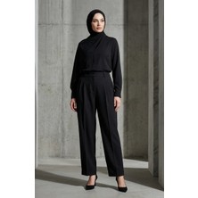 Büyük Beden Double Paça Pantolon 31268-01 Siyah
