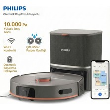 Philips 10.000 Pa Rekor Emiş Gücü ve Çift Döner Paspaslı Robot Süpürge Leke Çıkarıcı Mop Teknolojisi Küçük Engel Algılama ve Lazer Navigasyon