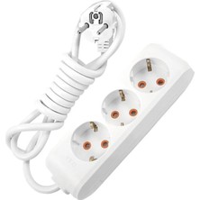İNWATT Beyaz Multi-Let 3 Lü 3*1.5 mm Ttr 10 Metre Uzatma Kablosu Seyyar Uzatma Kablosu