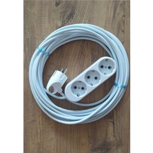 İNWATT Ttr 10 Metre Çok Telli Beyaz Renk Izolasyonlu Topraklı Üçlü Grup Priz Seyyar Uzatma Kablo