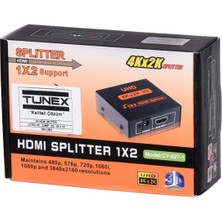 Tunex Luxury,2'li 4K HDMI Splitter (Çogaltıcı)  ,1/2 HDMI Splitter