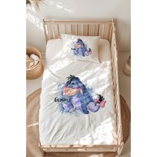 Lilabio %100 Pamuk Isme Özel Isimli Montessori Yatak Nevresim Takımı (100X200 Cm) Eeyore