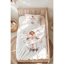 Lilabio %100 Pamuk Isme Özel Isimli Montessori Yatak Nevresim Takımı (100X200 Cm) Peri