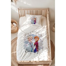 Lilabio %100 Pamuk Isme Özel Isimli Montessori Yatak Nevresim Takımı (100X200 Cm) Anna & Elsa