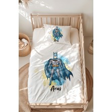 Lilabio %100 Pamuk Isme Özel Isimli Montessori Yatak Nevresim Takımı (100X200 Cm) Süper Kahraman