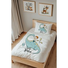 Lilabio Isme Özel Tek Kişilik %100 Pamuk Nevresim Takımı (160X220 Cm) Dinozor