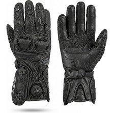 Motoanl Motosiklet Eldiveni Uzun Racing Full Koruma Leather Prof Motorcu Eldiven Siyah