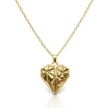 Zeya Kuyumculuk 14 Ayar Altın Kesit Detaylı Kalp Kolye