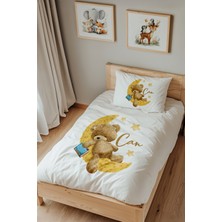 Lilabio Isme Özel Tek Kişilik %100 Pamuk Nevresim Takımı (160X220 Cm) Uyuyakalan Ayıcık