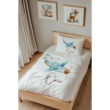 Lilabio Isme Özel Tek Kişilik %100 Pamuk Nevresim Takımı (160X220 Cm) Uçak
