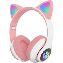 Fioplus Kedi Kulaklı Rgb Işıklı Bluetooth Kulaklık – Kablosuz, Mikrofonlu, Aux & Tf Kart Destekli