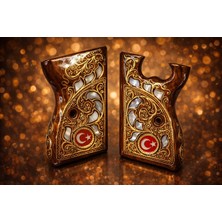 Sözler Savunma Çekvizör Ahşap Işlemeli Sedef Kakma Kabze