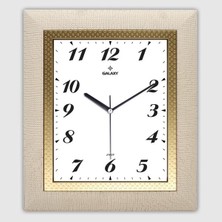 Snmswrld Duvar Saati Krem, ÇAP:30.5X35.5CM Akrilik Boya, Varak Baski, Abs, Mineral Cam, Sessiz Makine