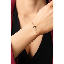 Fiyonk Kuyumculuk 14 Ayar Altın Kuzey Yıldız Detaylı Aynalı Zincir Bileklik