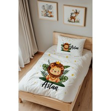 Lilabio Isme Özel Tek Kişilik %100 Pamuk Nevresim Takımı (160X220 Cm) Küçük Aslan