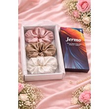 Jermo Kadın 3 ' Lü Saten Saç Lastik Toka Seti