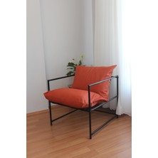 Sller Klas Model Portatif Metal Iskeletli Berjer, Kremit Renk Tonu Suni Deri Döşeme Berjer