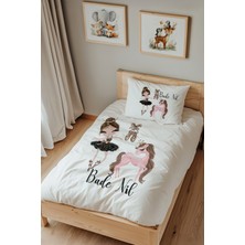 Lilabio Isme Özel Tek Kişilik %100 Pamuk Nevresim Takımı (160X220 Cm) Balerin ve Unicorn