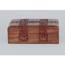 Otantik Çarşı Ahşap Oymalı Kutu 17X12X6 Cm.