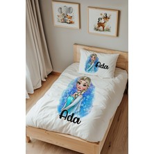 Lilabio Isme Özel Tek Kişilik %100 Pamuk Nevresim Takımı (160X220 Cm) Frozen Elsa