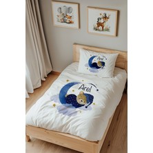 Lilabio Isme Özel Tek Kişilik %100 Pamuk Nevresim Takımı (160X220 Cm) Ayda Uyuyan Ayı