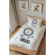 Lilabio Isme Özel Tek Kişilik %100 Pamuk Nevresim Takımı (160X220 Cm) Aslan