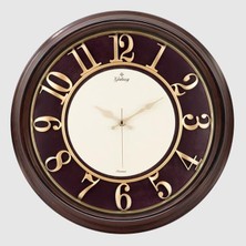 Snmswrld Duvar Saati Kahverengi Içi Bordo 46CM, Kabartma Rakam, Metal Akrep Yelkovan Akar Saniye