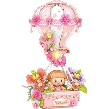 Loz Ledli Uçan Balon Serisi: Pembe Çiçekli Kız | Asılabilir | 789 Parça Mikro Bloklar | 15+ Yaş | Balon Maketi